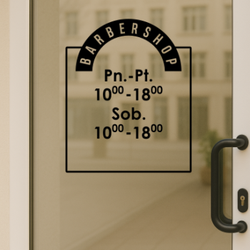 Naklejka z godzinami otwarcia- Barbershop